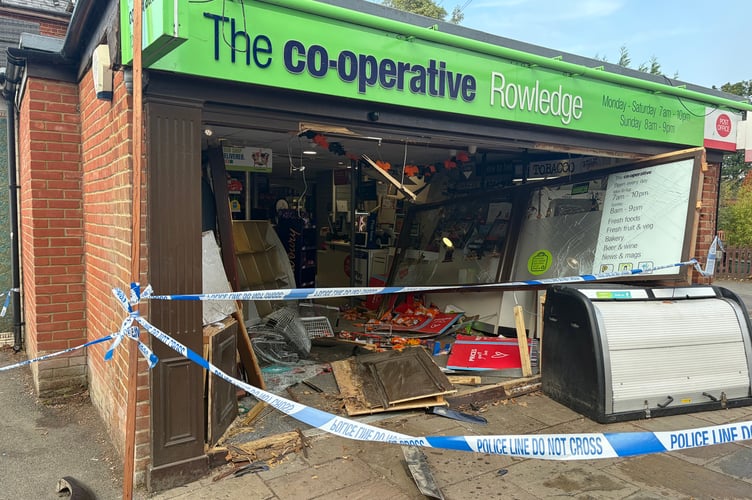 The destroyed Co-operative shop in Rowledge