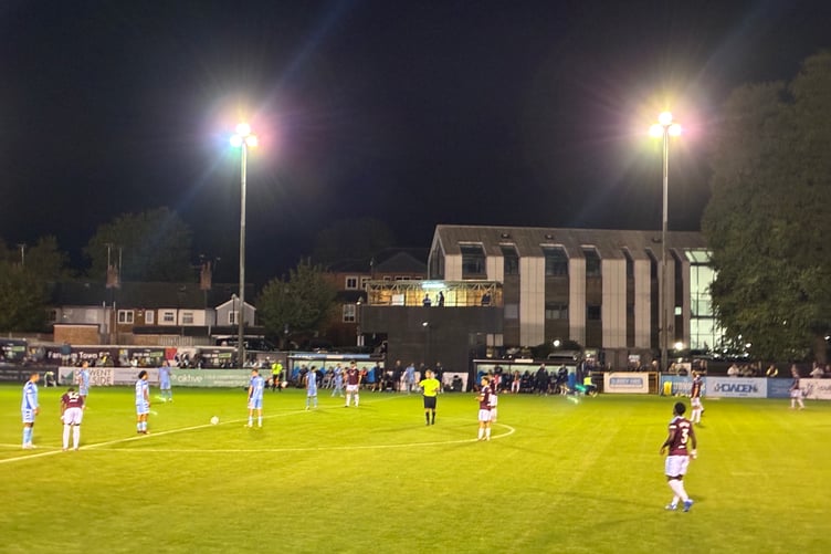 Action from Farnham Town's National League South match against Truro City