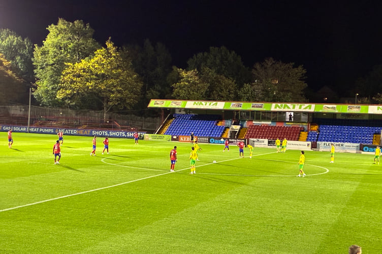 Action from Aldershot Town's National League Cup game against Norwich City under-21s