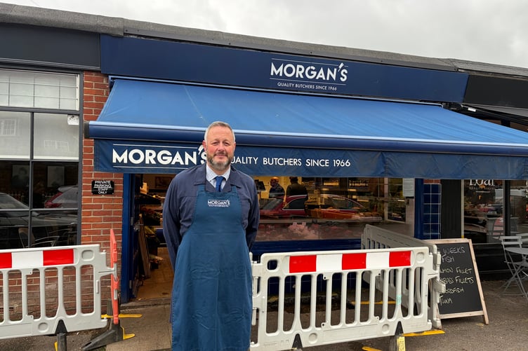 Gavin Woodman outside his Morgan's Butcher on Ridgway Road, Farnham