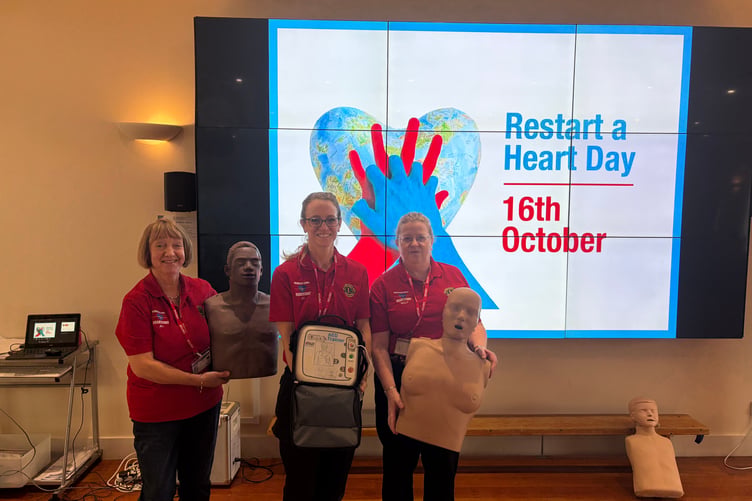 Jill, Jo and Sally the volunteers teaching CPR at South Farnham School