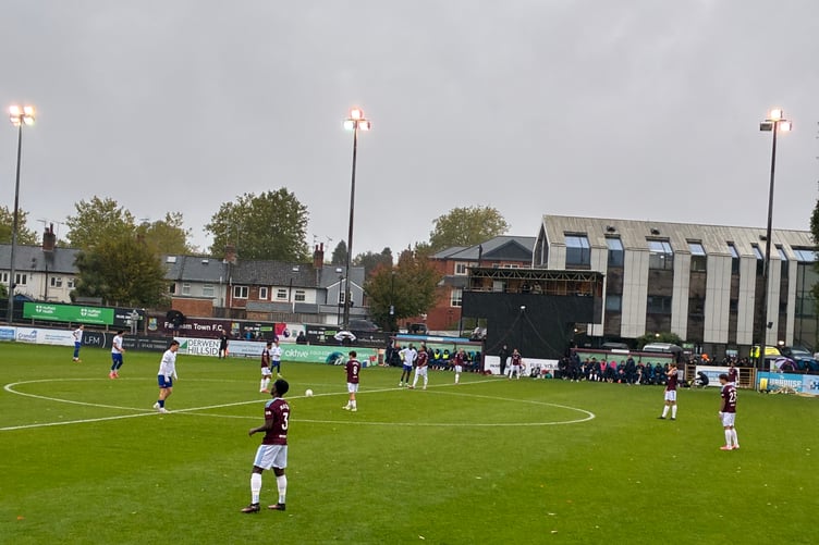 Action from Farnham Town's National League South match against Braintree Town