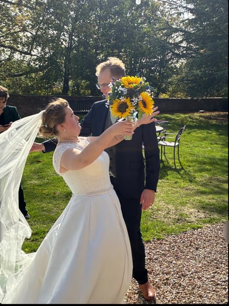 Hazel Booker veil being taken by Storm Boelo