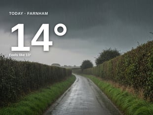 Farnham: heavy rain, high of 14°C on Thursday
