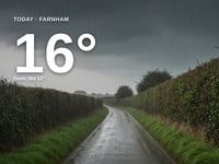 Farnham: heavy rain, high of 13°C on Saturday
