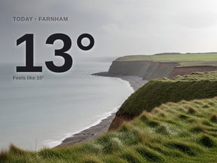 Farnham: cloudy day, high of 13°C