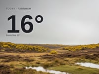 Farnham: cloudy day, high of 16°C