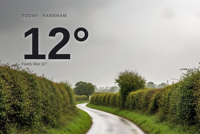 Farnham: cloudy day, high of 12°C