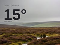 Farnham: cloudy day, high of 15°C