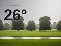 Farnham: light rain, high of 26°C