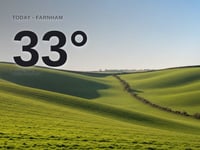 Farnham: sunny day, high of 33°C