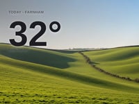 Farnham: sunny day, high of 32°C