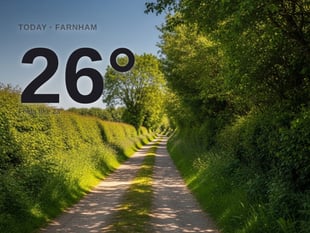 Farnham: sunny day, high of 26°C