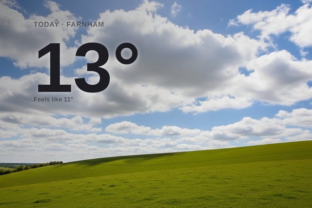 Farnham: sunny day, high of 13°C