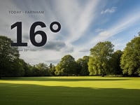 Farnham: partly cloudy day, high of 16°C