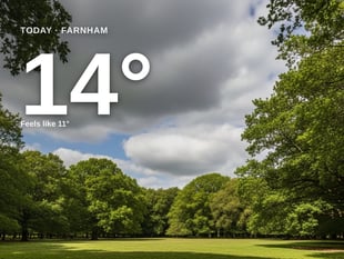 Farnham: partly cloudy day, high of 13°C
