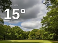 Farnham: partly cloudy day, high of 15°C